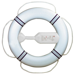 Livboj FP380 Vit m/marinblå reflexband, 20m kastlina
